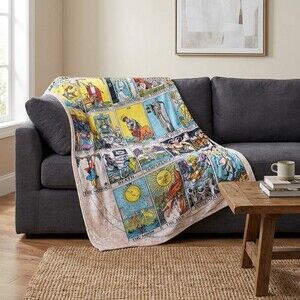 Tarot Card Collage 48 x 60 Inch Fleece Throw Blanket Nwt Excellent Arcane Nice